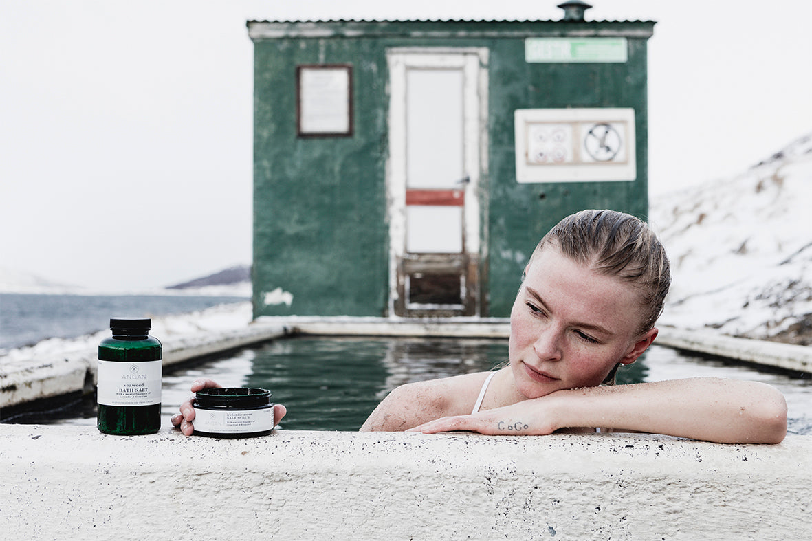 ANGAN winter bath ritual — relaxing bath with Icelandic sea salt and botanicals