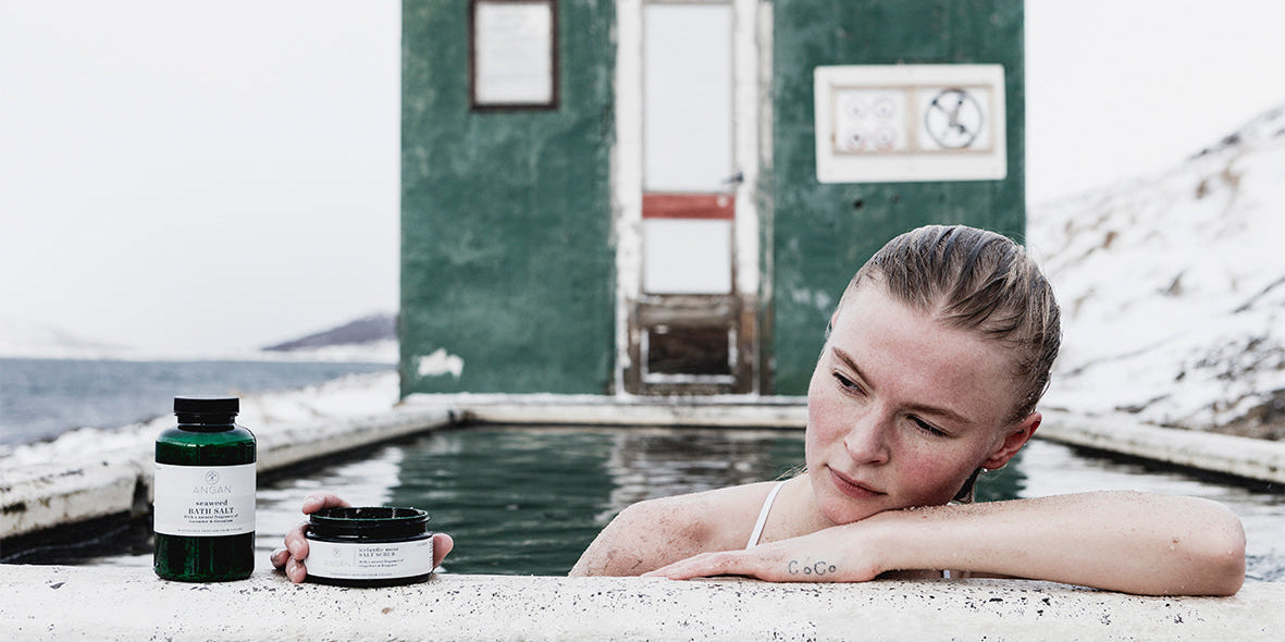 ANGAN winter bath ritual — relaxing bath with Icelandic sea salt and botanicals