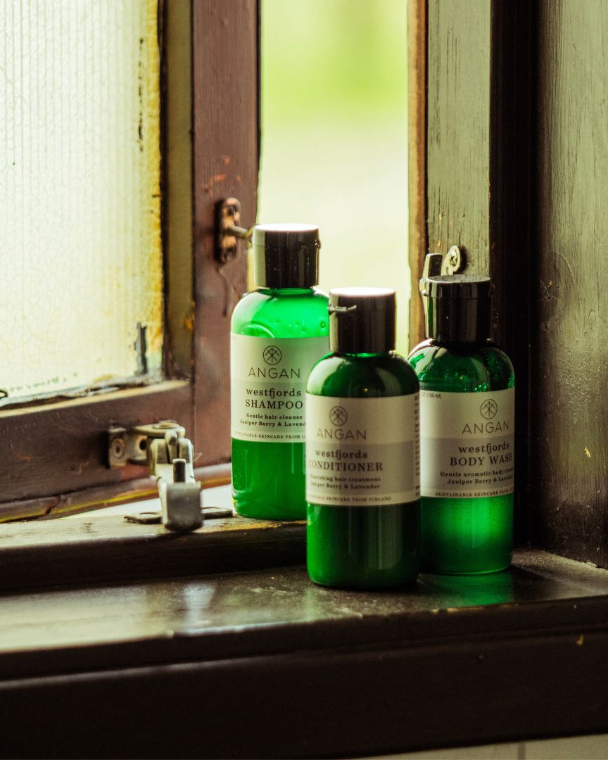 ANGAN Mini Travel Set — travel-size haircare bottles