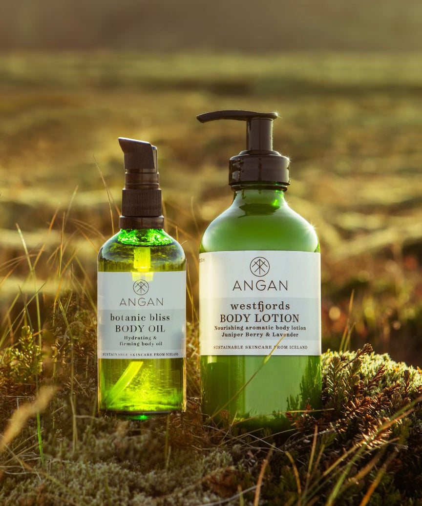 ANGAN Body Bliss Duo — body oil and scrub duo from Iceland