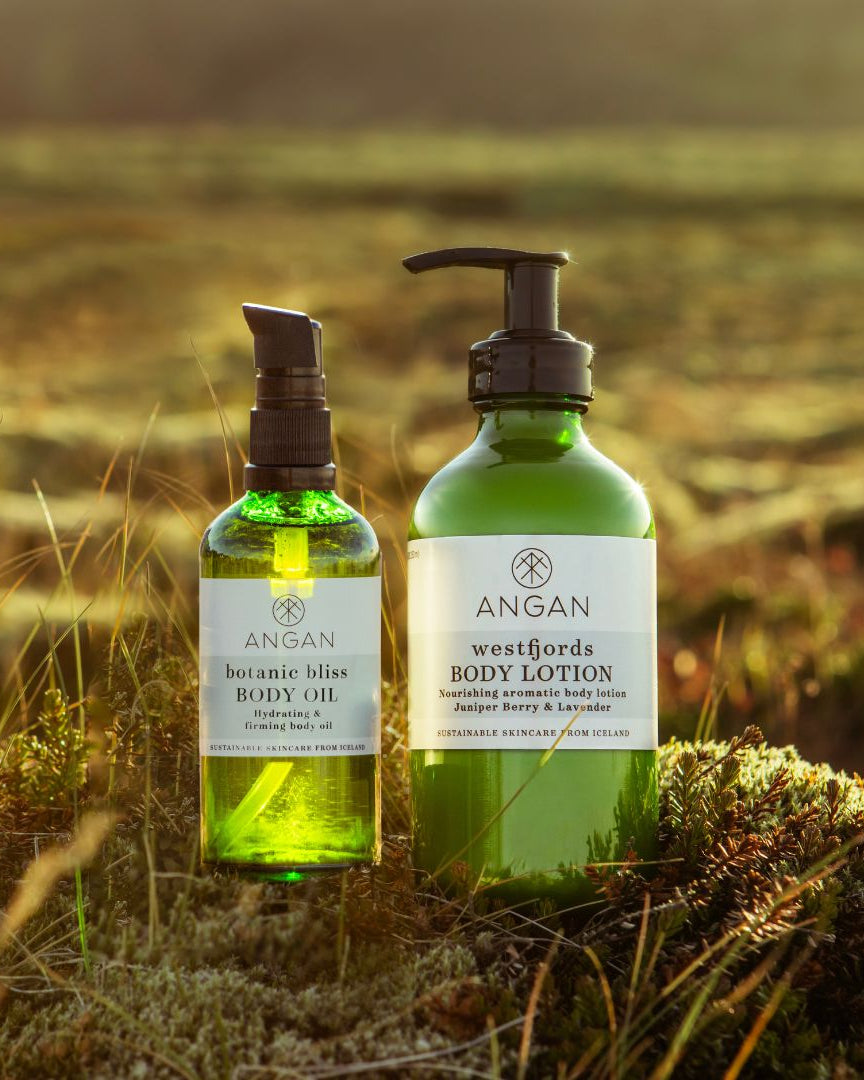 ANGAN Body Bliss Duo — body oil and scrub duo from Iceland