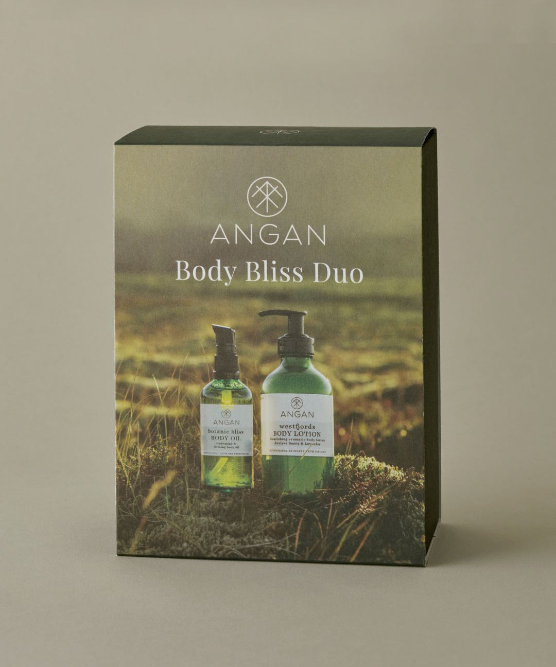 ANGAN Body Bliss Duo — Botanic Bliss Body Oil and Icelandic Moss Salt Scrub set
