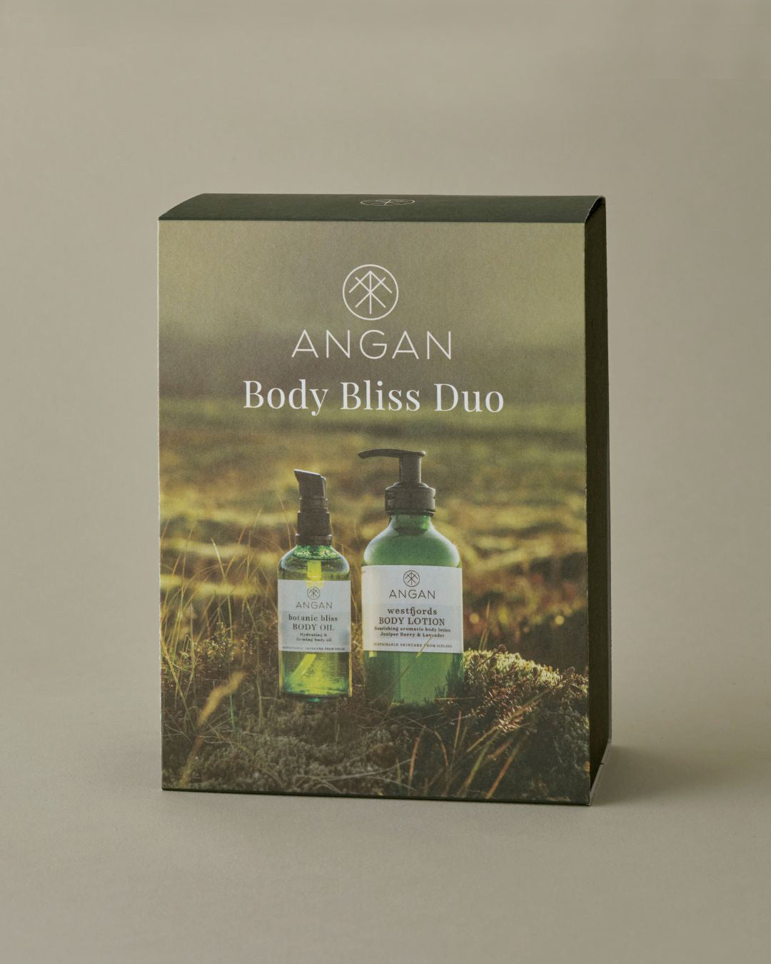 ANGAN Body Bliss Duo — Botanic Bliss Body Oil and Icelandic Moss Salt Scrub set