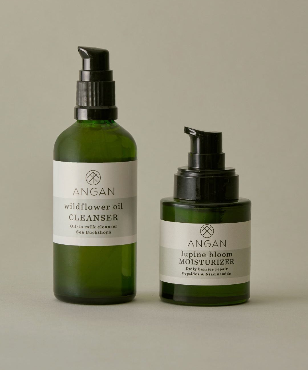ANGAN Fresh Start Duo — Lupine Bloom Peptide Moisturizer and Wildflower Oil Cleanser