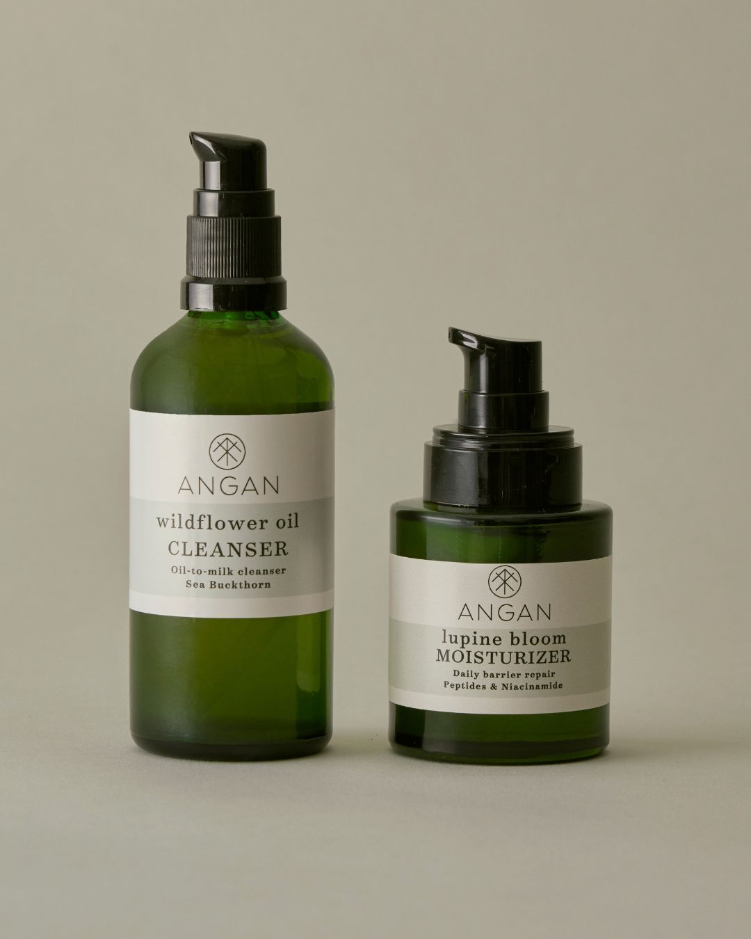 ANGAN Fresh Start Duo — Lupine Bloom Peptide Moisturizer and Wildflower Oil Cleanser