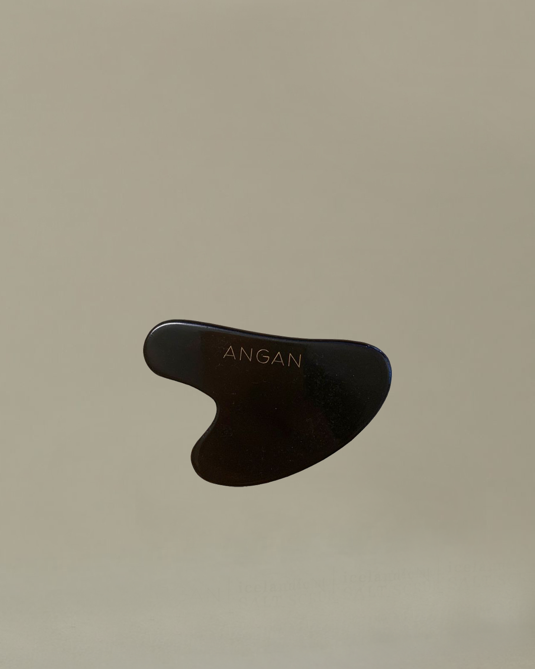 ANGAN Obsidian Gua Sha — volcanic obsidian stone facial massage tool from Iceland