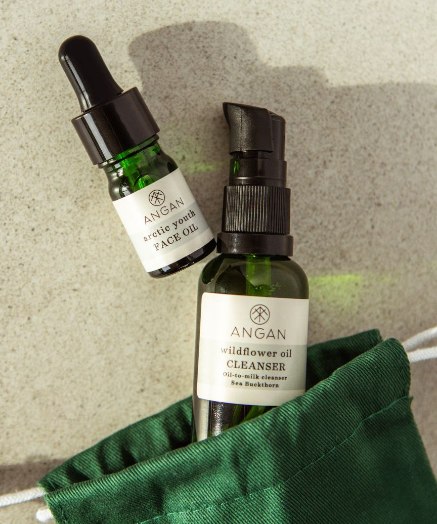 ANGAN Icelandic Glow Discovery Set — two mini product bottles