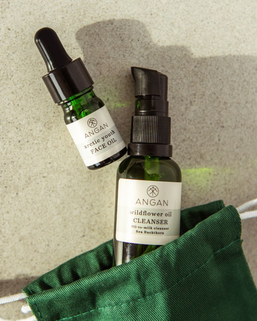 ANGAN Icelandic Glow Discovery Set — two mini product bottles