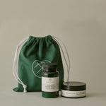 ANGAN Mini Body Duo — Icelandic Moss Salt Scrub and body oil travel set
