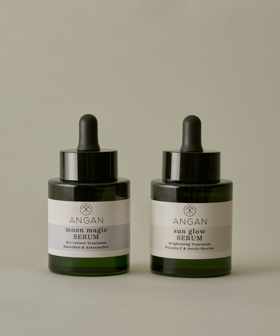 ANGAN Super Serum Duo — Sun Glow Vitamin C and Moon Magic Bio-Retinol serums