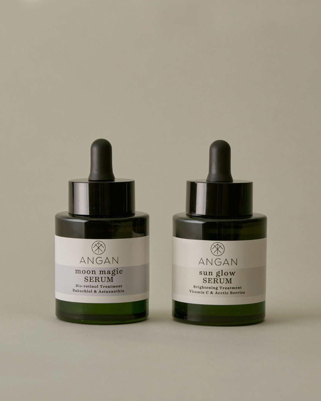 ANGAN Super Serum Duo — Sun Glow Vitamin C and Moon Magic Bio-Retinol serums