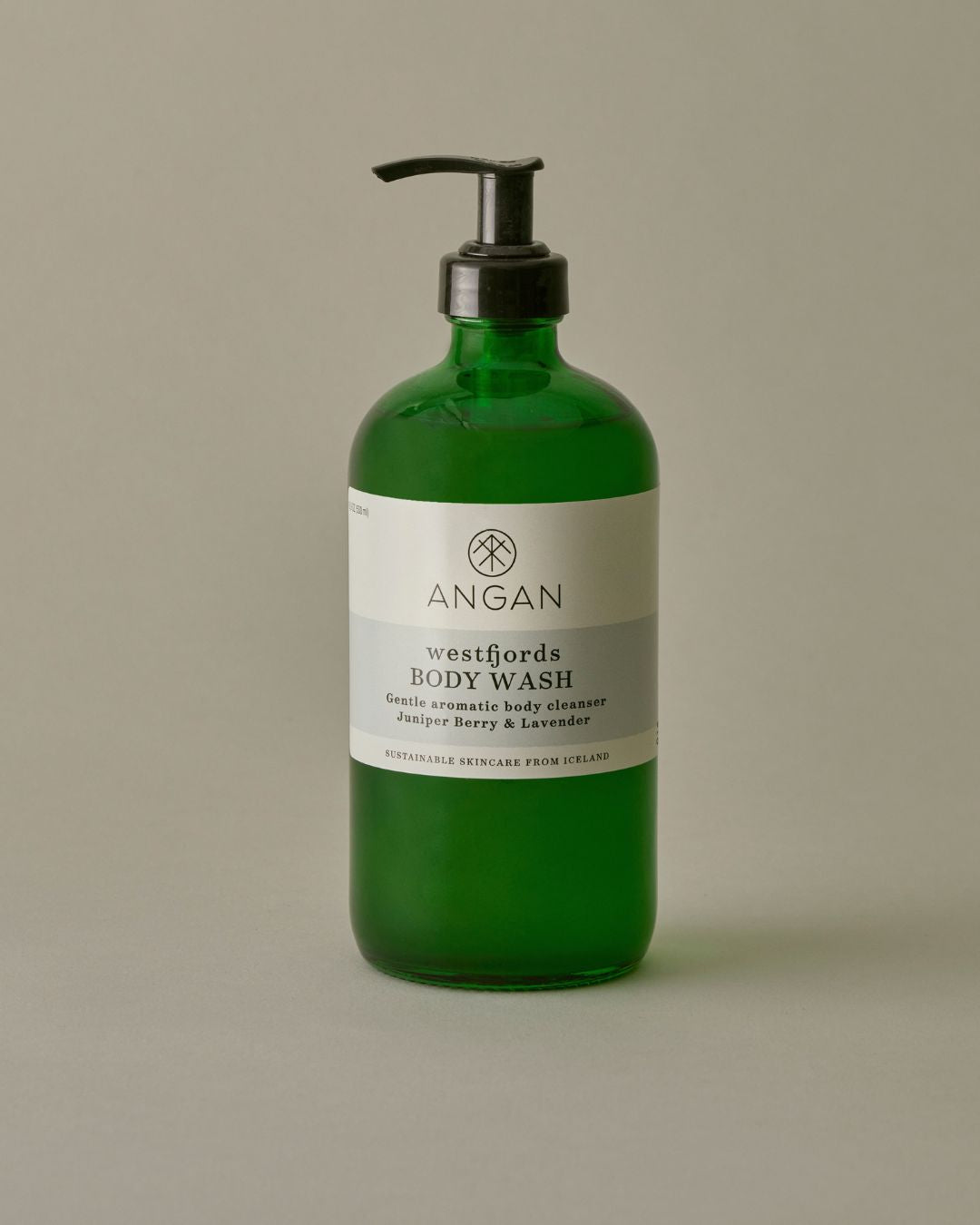 ANGAN Westfjords Body Wash 500ml — hydrating botanical body wash from Iceland