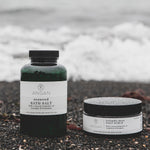 ANGAN Body Treat Duo — lifestyle product shot with Icelandic botanicals