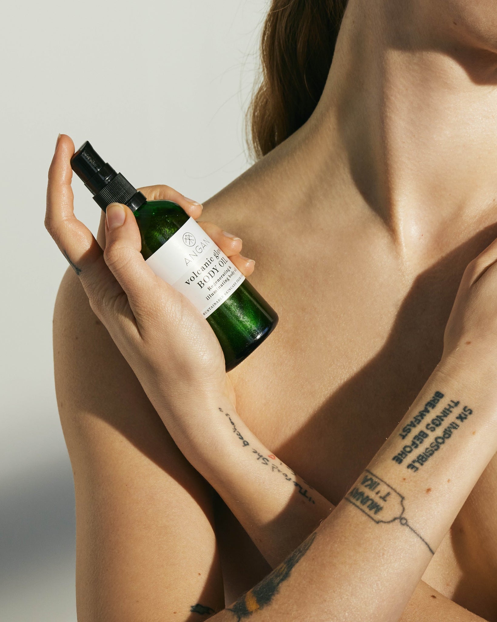 ANGAN Volcanic Glow Body Oil — 100ml glass bottle