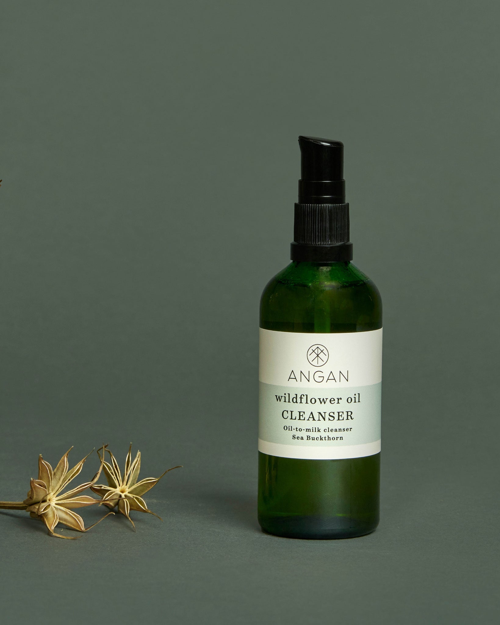 ANGAN Wildflower Oil Cleanser — gentle makeup-removing face oil, Iceland